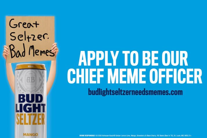 Bud Light Seltzer ищет директора по мемам