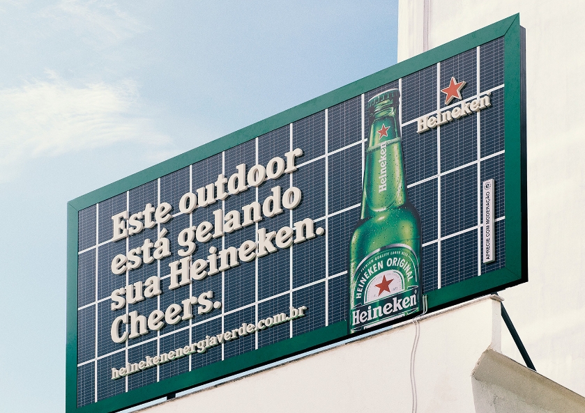 Heineken разместила рекламу пива на солнечной батарее 