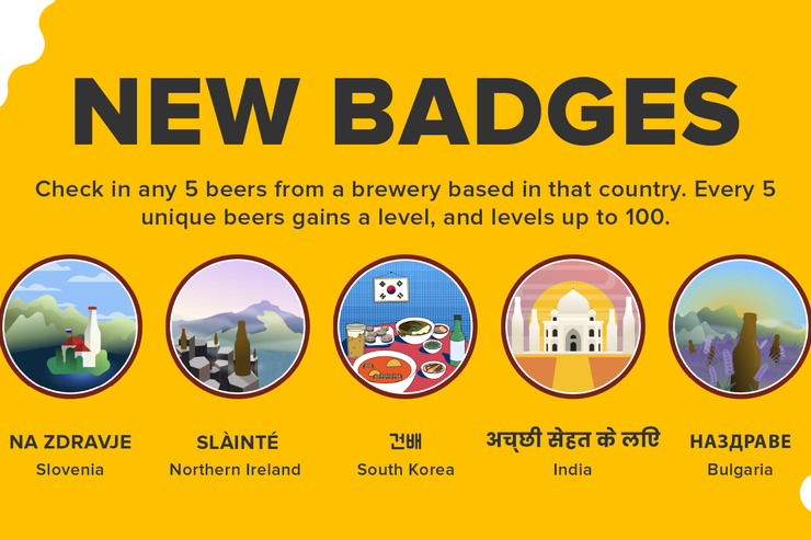 На Untappd добавили новые беджи для пива из разных стран