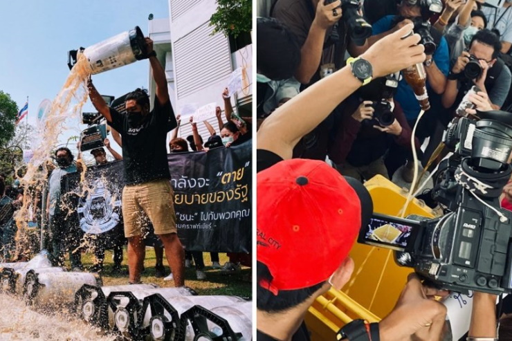 Тайские крафтовые пивовары в знак протеста вылили пиво перед зданием минздрава